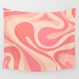Mod Swirl Retro Abstract Pattern in Pink and Blush Wall Tapestry