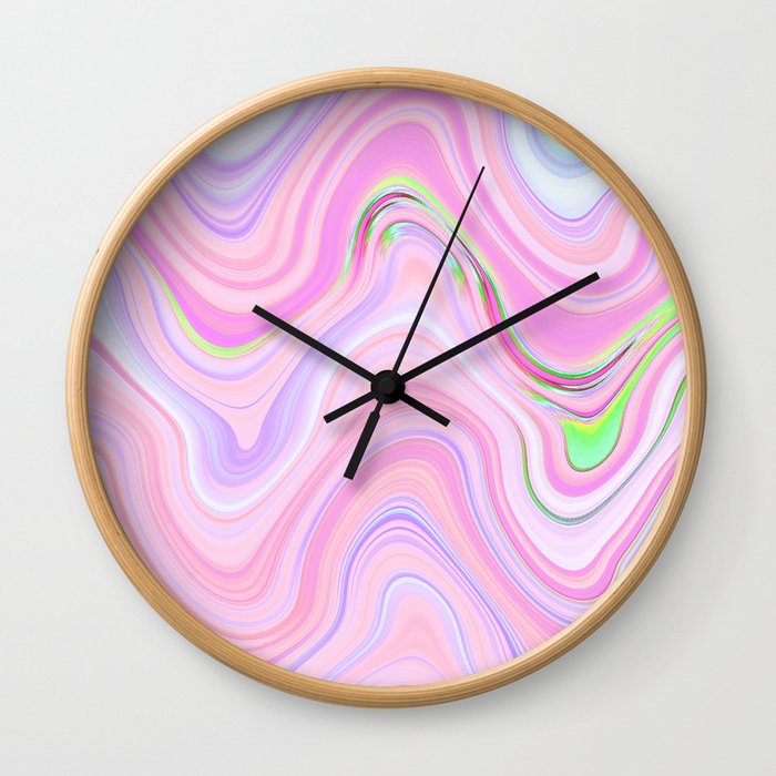 Pastel Pink & Violet Lava Marble Wall Clock