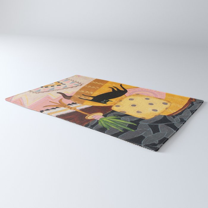 Black Cat On Mustard Yellow Sofa Painting By Tascha Rug By Tascha
