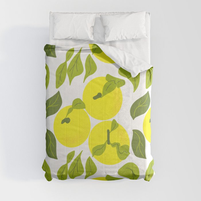 Lemon Yellow Yuzu Fruit Retro Modern Comforter