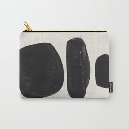 Mid Century Modern Minimalist Abstract Art Brush Strokes Black & White Ink Art Tribal Pebbles Carry-All Pouch