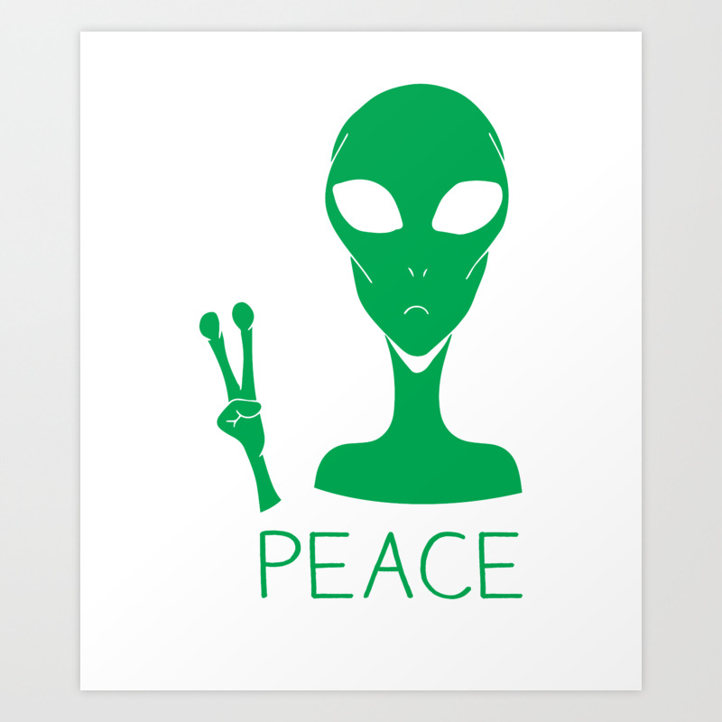 Alien Peace Sign Hand Classic Retro Funny Ufo Alien T Shirt Art Print By Teepsy Society6