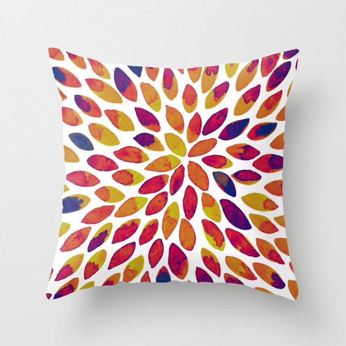 Watercolor brush strokes - multicolor Throw Pillow