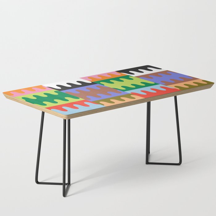 Funky Modern Wavy Shapes | Color Block Pattern Coffee Table