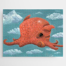 Octopus in the sky or State of mind painting in acrylic Jigsaw Puzzle
