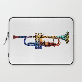 Whimsical Colorful Mosaic Music Trumpet Art Laptop Sleeve