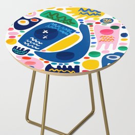 Abstract Shapes of Life Joyful Colorful Summer Decoration Pattern Art Side Table