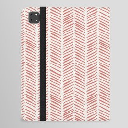 Herringbone Handdrawn - Coral Clay on Alabaster White iPad Folio Case