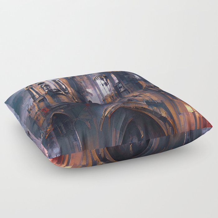 A Dark Gothic Cathedral Floor Pillow