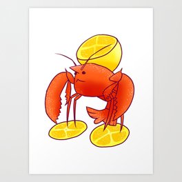 Monster Lobster with Lemon Art Print