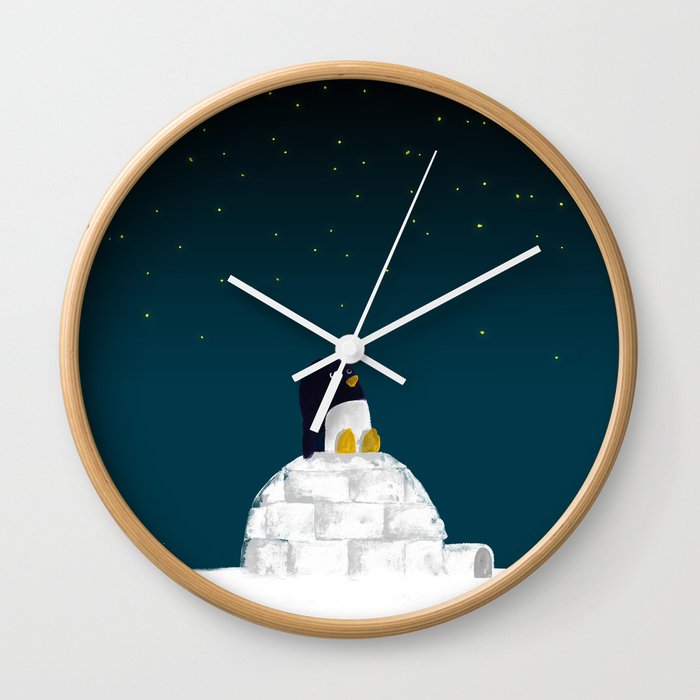 Star gazing - Penguin's dream of flying Wall Clock