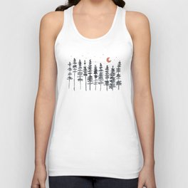 Nighttime Watercolor Forest Unisex Tank Top