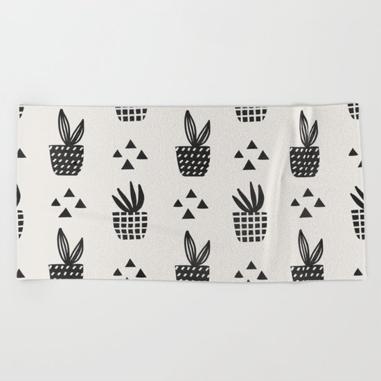 Trendy Stamped Potted Plants Beach Towel
