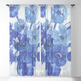blue stillife Sheer Curtain