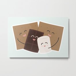 Group Hug! Metal Print | Bff, Friendly, Blue, Candy, Smores, Food, Comic, Drawing, Family, Grahamcrackers 