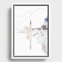  Hallstatt in Austria watercolor and sketch Framed Canvas