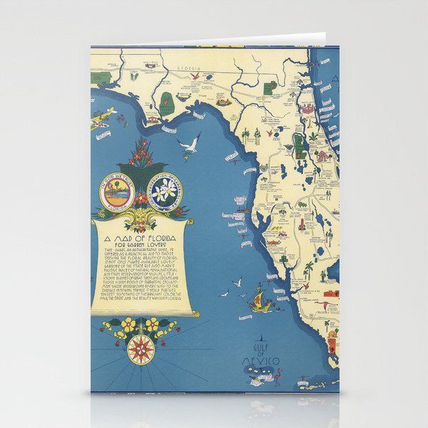 A map of Florida for garden lovers-Old vintage map Stationery Cards
