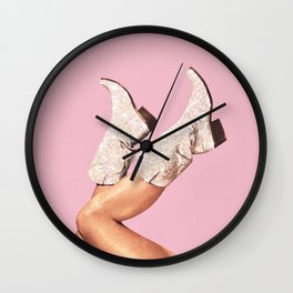 These Boots - Glitter Pink Wall Clock | Photo, Pink, Shoes Heels, Yeehaw, Rhinestonescrystals, Glitter, Diamonds, Aesthetic, Sparkle, Disco 