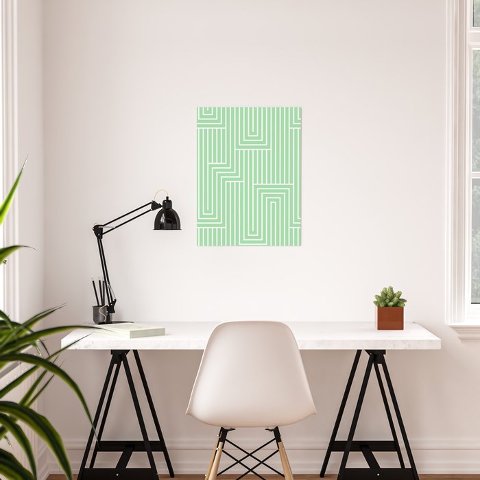 White Pastel Mint Green Art Decor Pattern 2 Inspired By 2020 Color Of The Year Neo Mint Poster By Pipafineart