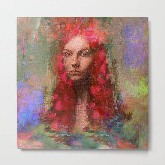 petals Lady Metal Print