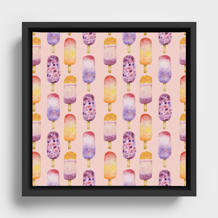Popsicle - peach Framed Canvas