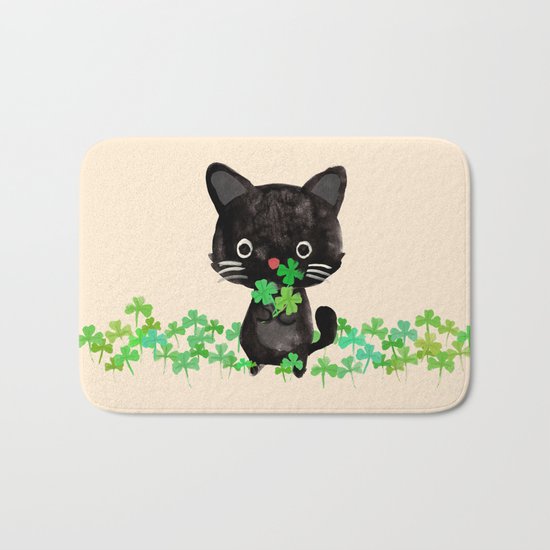 The Luckiest Cat Bath Mat