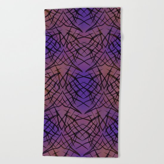 Abstract purple black pattern . Beach Towel