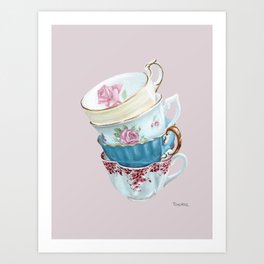 Lean on Me in Pink | Teacup Painting Art Print
