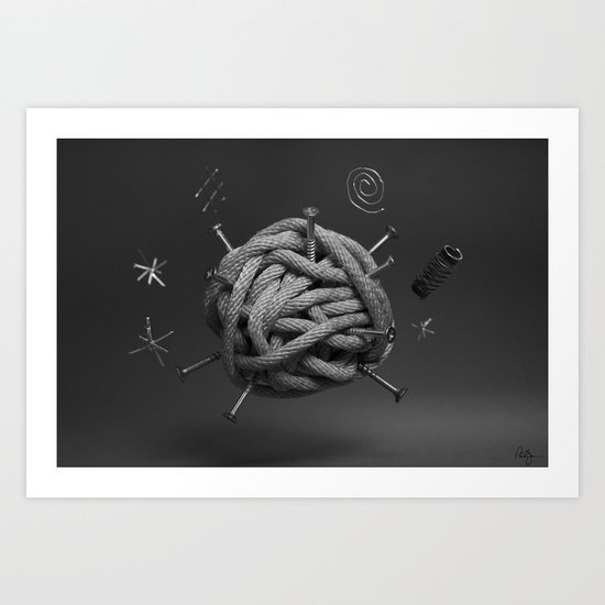 Toolbox Cartoon Fight Art Print