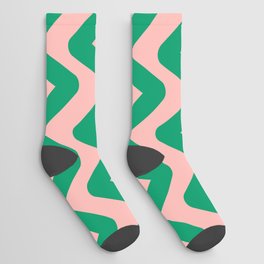 Groovy Pink Green Lines  Socks