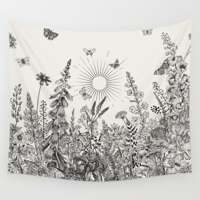 Black and white sunflower tapestry on sale
