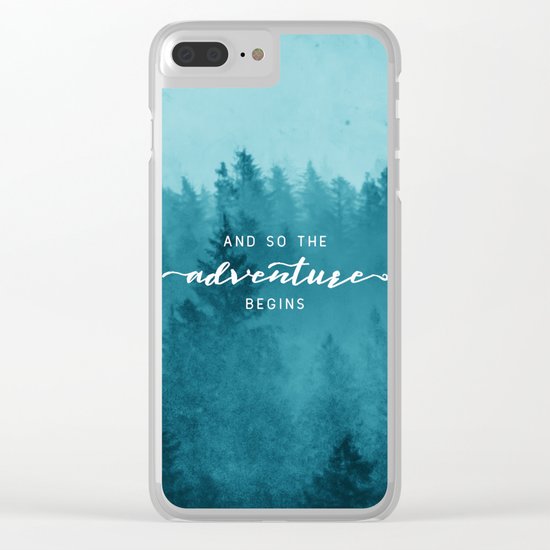 And So The Adventure Begins - Turquoise Forest Clear iPhone Case