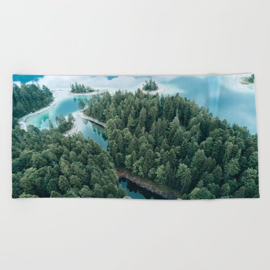 Mountain in a Lake - Landscape Photography Beach Towel