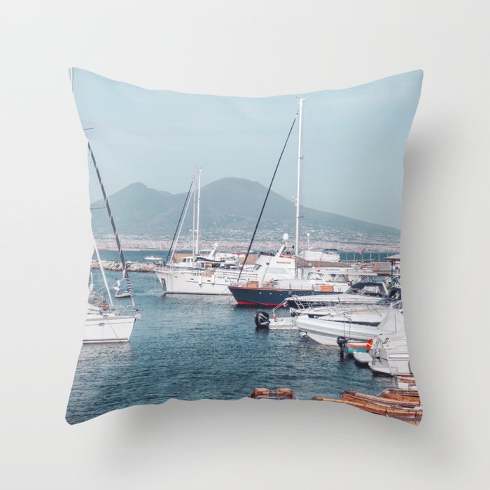 Naples Harbor and Vesuvius Throw Pillow