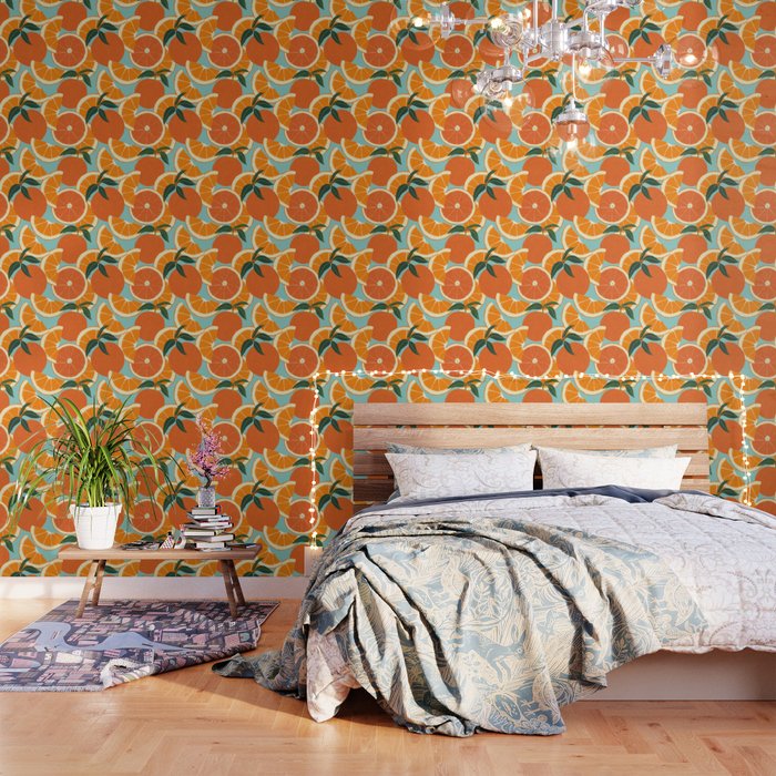Orange Harvest - Blue Wallpaper