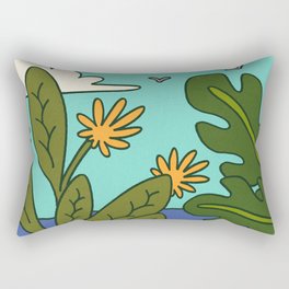 Beach Ocean Landscape Plants Nature Retro 70s Rectangular Pillow