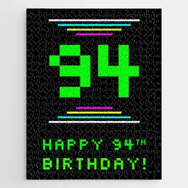 [ Thumbnail: 94th Birthday - Nerdy Geeky Pixelated 8-Bit Computing Graphics Inspired Look Jigsaw Puzzle ]