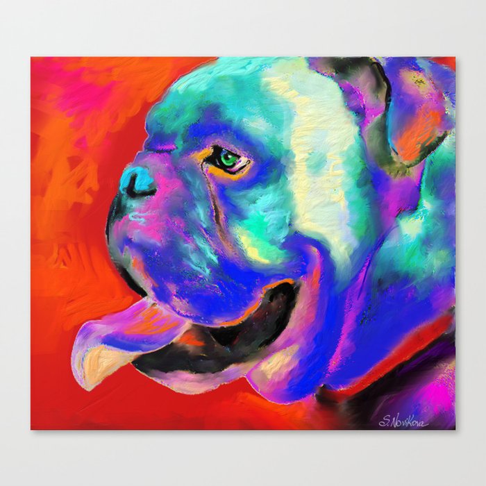 Pop Art Colorful English Or American Bulldog Portrait Svetlana
