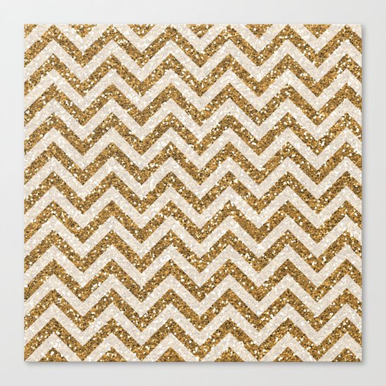 Sparkling gold glitter chevron pattern Canvas Print