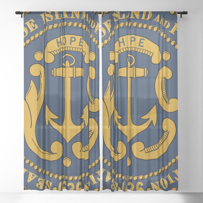 Rhode Island and Providence Plantations Hope and Anchor art portrait  Sheer Curtain