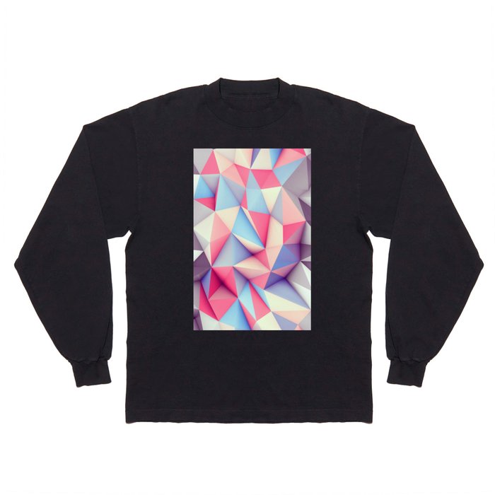 Pink, Gray And Beige Geometry 3D Long Sleeve T Shirt