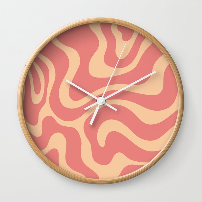 Warped Swirl Marble Pattern (coral/pink/peach) Wall Clock
