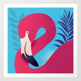 Flamingo • Blue Art Print
