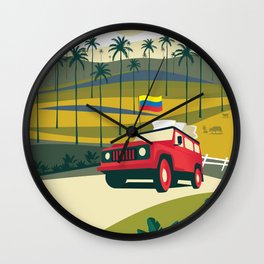 Colombia Salento Wall Clock | Valley, Losnevados, Colombiano, Map, Colombiapalms, Travelposter, City, Coffe, Car, Flag 
