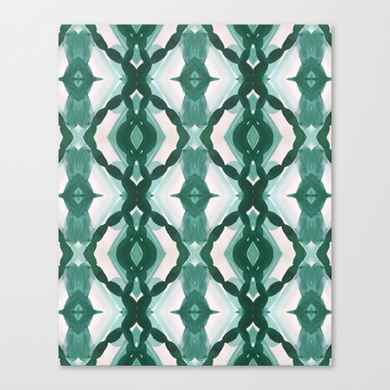 Watercolor Green Tile 1 Canvas Print