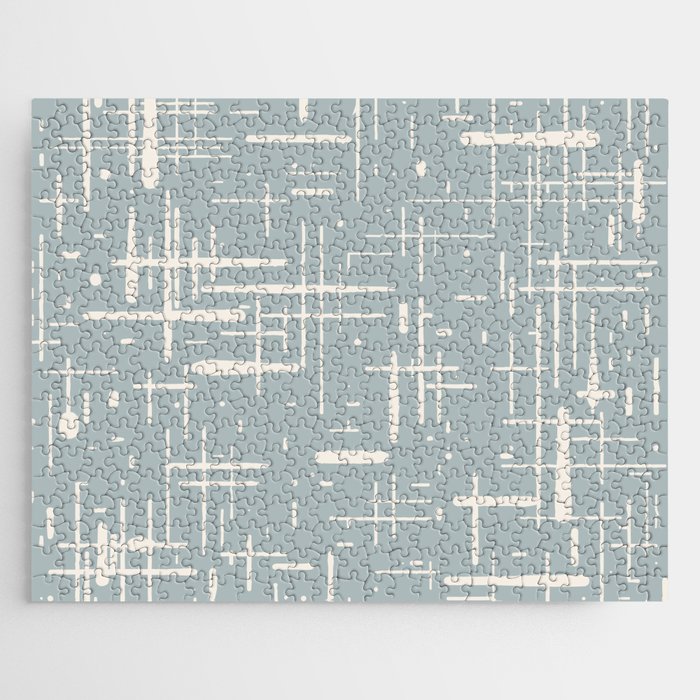Mid-Century Modern Kinetikos Pattern in Light Blue Gray and Cream Jigsaw Puzzle