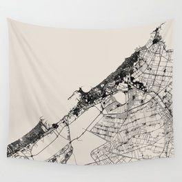 Egypt - Alexandria Map - Black and White Minimalist  Wall Tapestry