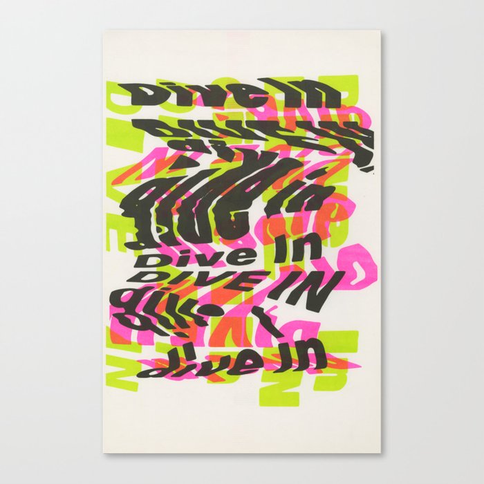 "Dive In" Pink, Green & Black Canvas Print