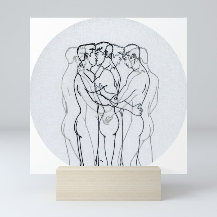 Embroidery art "Motion" printed/ Gay art Mini Art Print