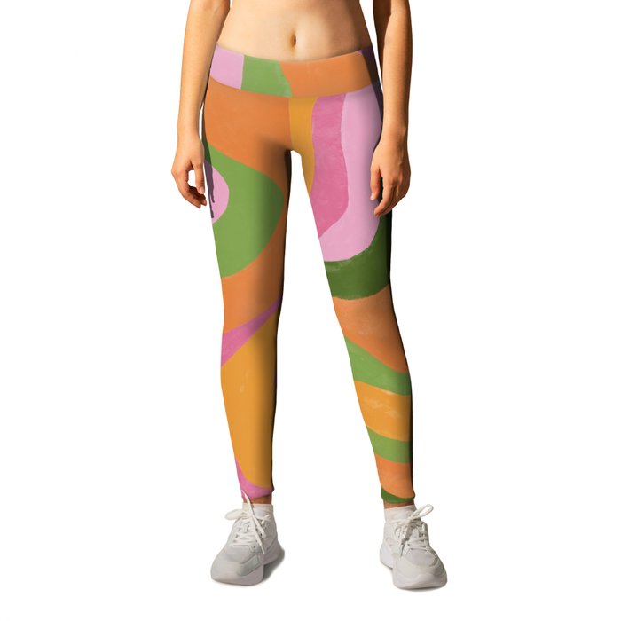 Colorful Swirl Lines in Spring Summer Colors Leggings